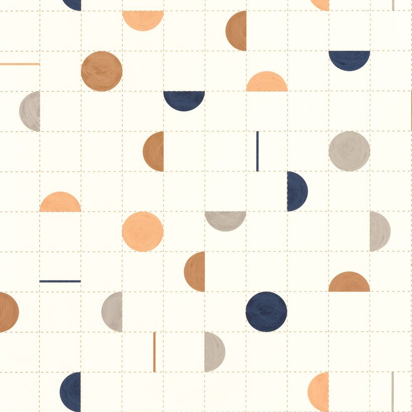 Jump Around Midnight Blue Gold geometric wallpaper