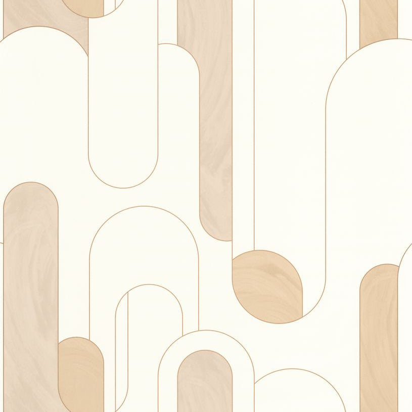 Up and Around Beige White Gold geometric wallpaper