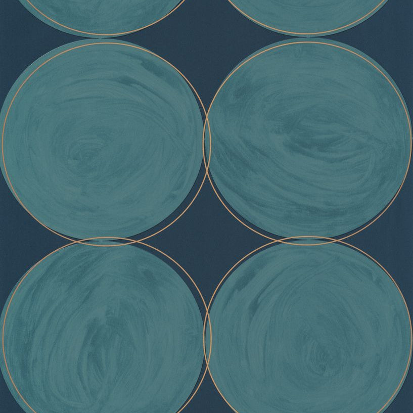 All Around Teal Blue Gold geometric wallpaper
