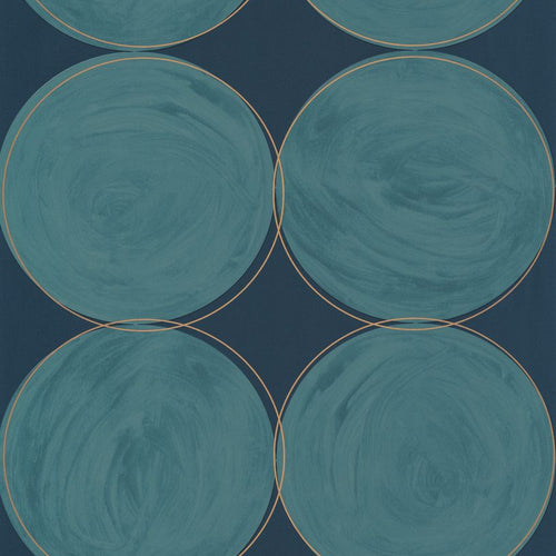 All Around Teal Blue Gold geometric wallpaper