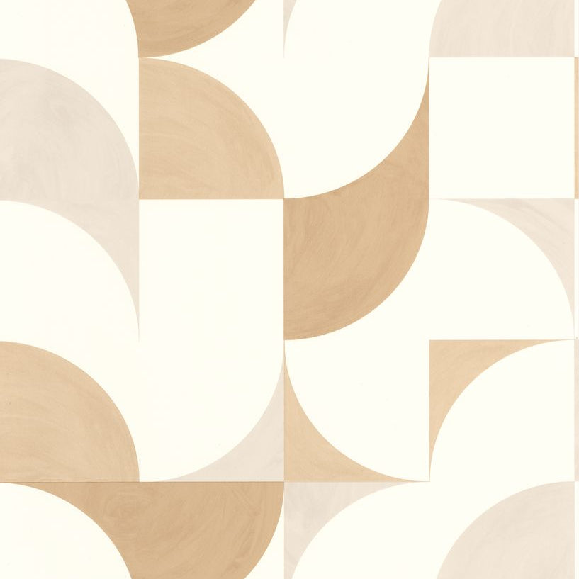 Look Around Beige White geometric wallpaper