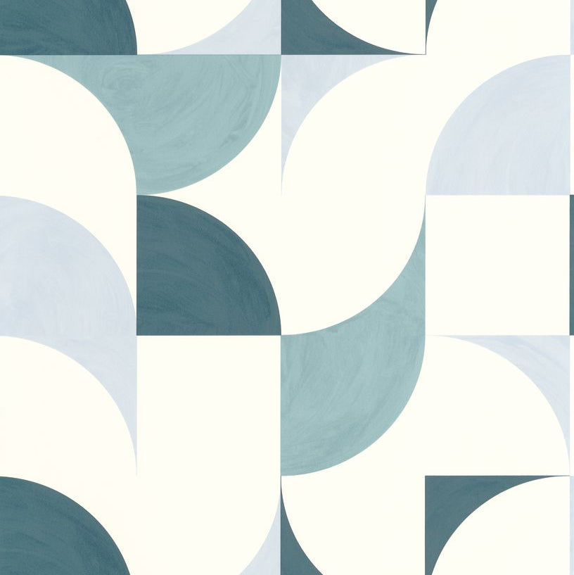 Look Around Teal Blue geometric wallpaper
