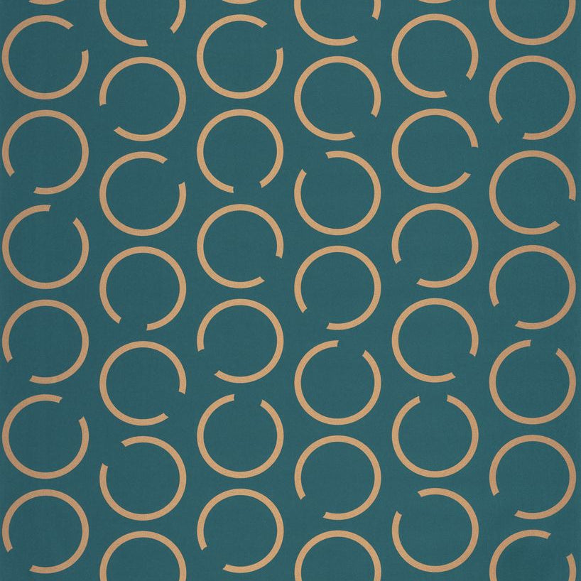 Around the Clock Teal Blue Gold geometric wallpaper