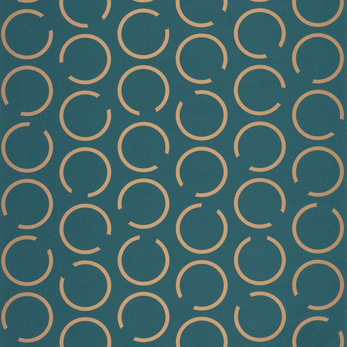Around the Clock Teal Blue Gold geometric wallpaper