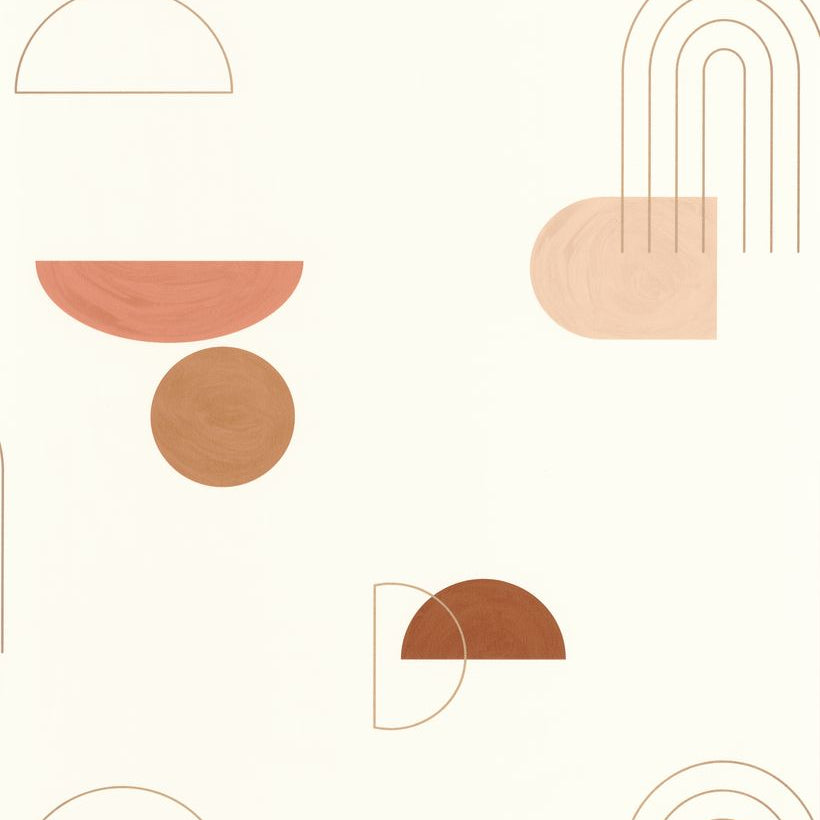 Turn Around Terracotta Camel Gold geometric wallpaper