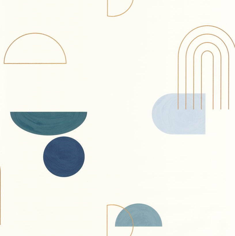Turn Around Teal Blue Gold geometric wallpaper