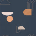 Turn Around Midnight Blue Gold geometric wallpaper