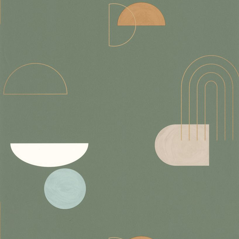 Turn Around Khaki Gold geometric wallpaper