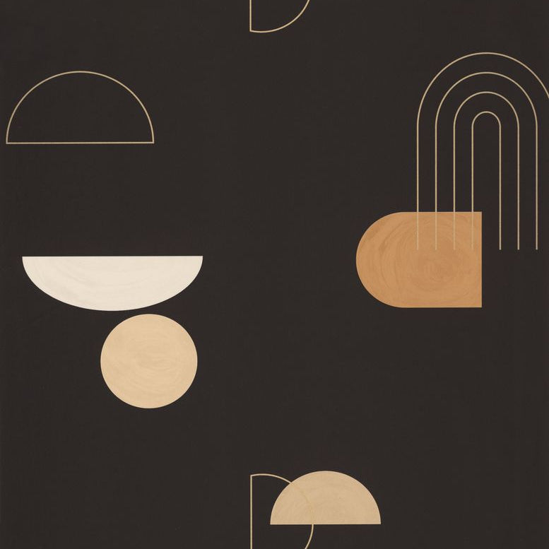 Turn Around Black Beige Gold geometric wallpaper