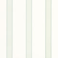 A close-up of a striped fabric or wallpaper pattern featuring vertical stripes in pale sage green and off-white with a subtle dotted border detail.