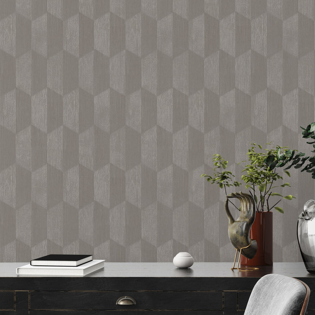 Grisa - Grey/Silver Geometric Wallpaper