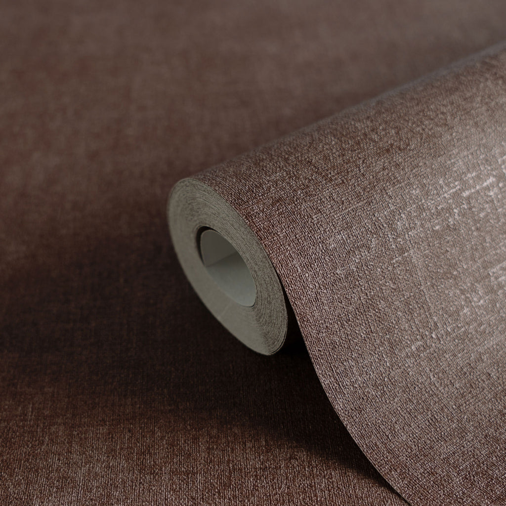 Disi - Brown Plain Damask Wallpaper