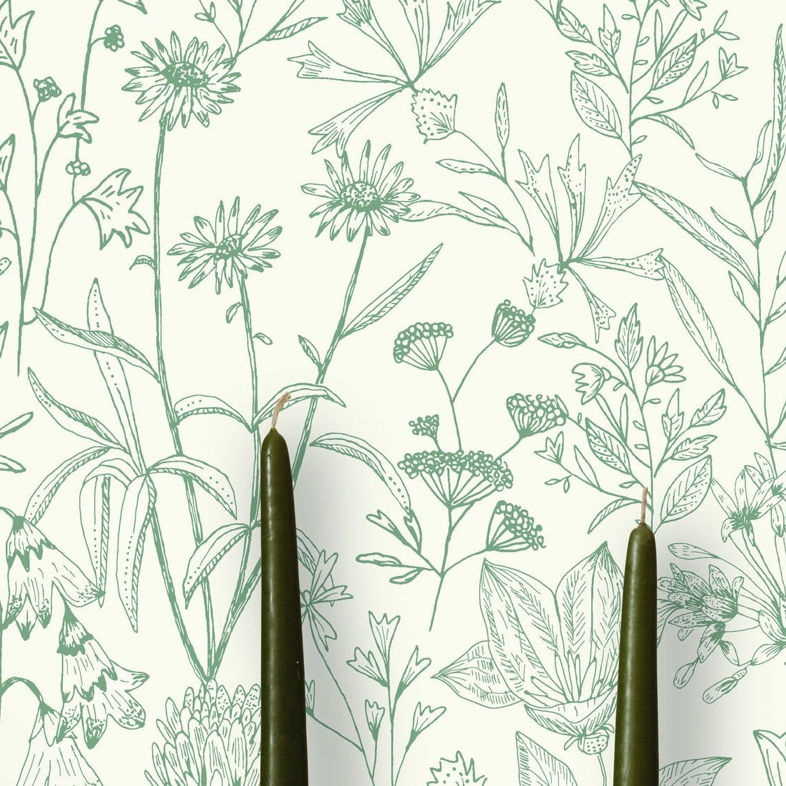 Jardin de Giverny White Green botanical wallpaper