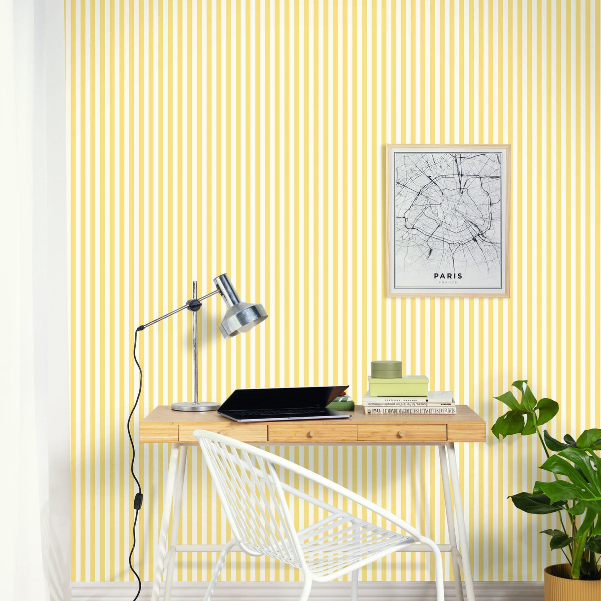 Talea Sun Yellow wallpaper in a styled room