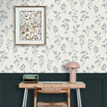 Little Graminea Grey White wallpaper in a styled room