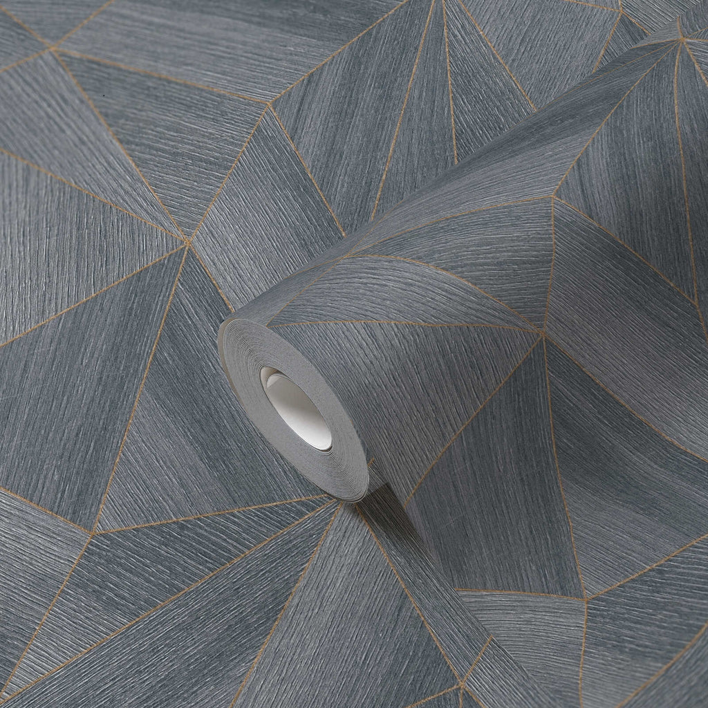 Siyé - Grey/Gold Geometric Wallpaper