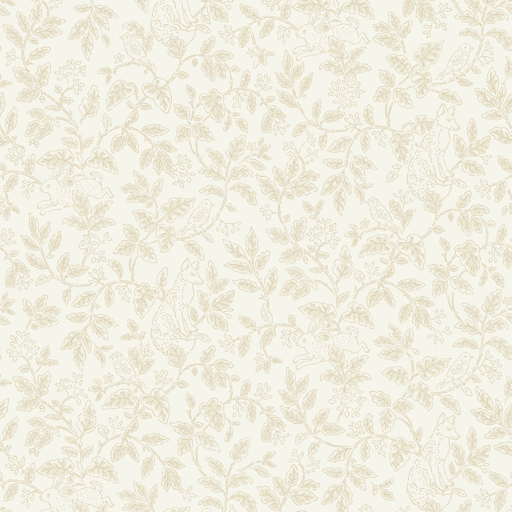 Mini Wood - Beige Floral Wallpaper