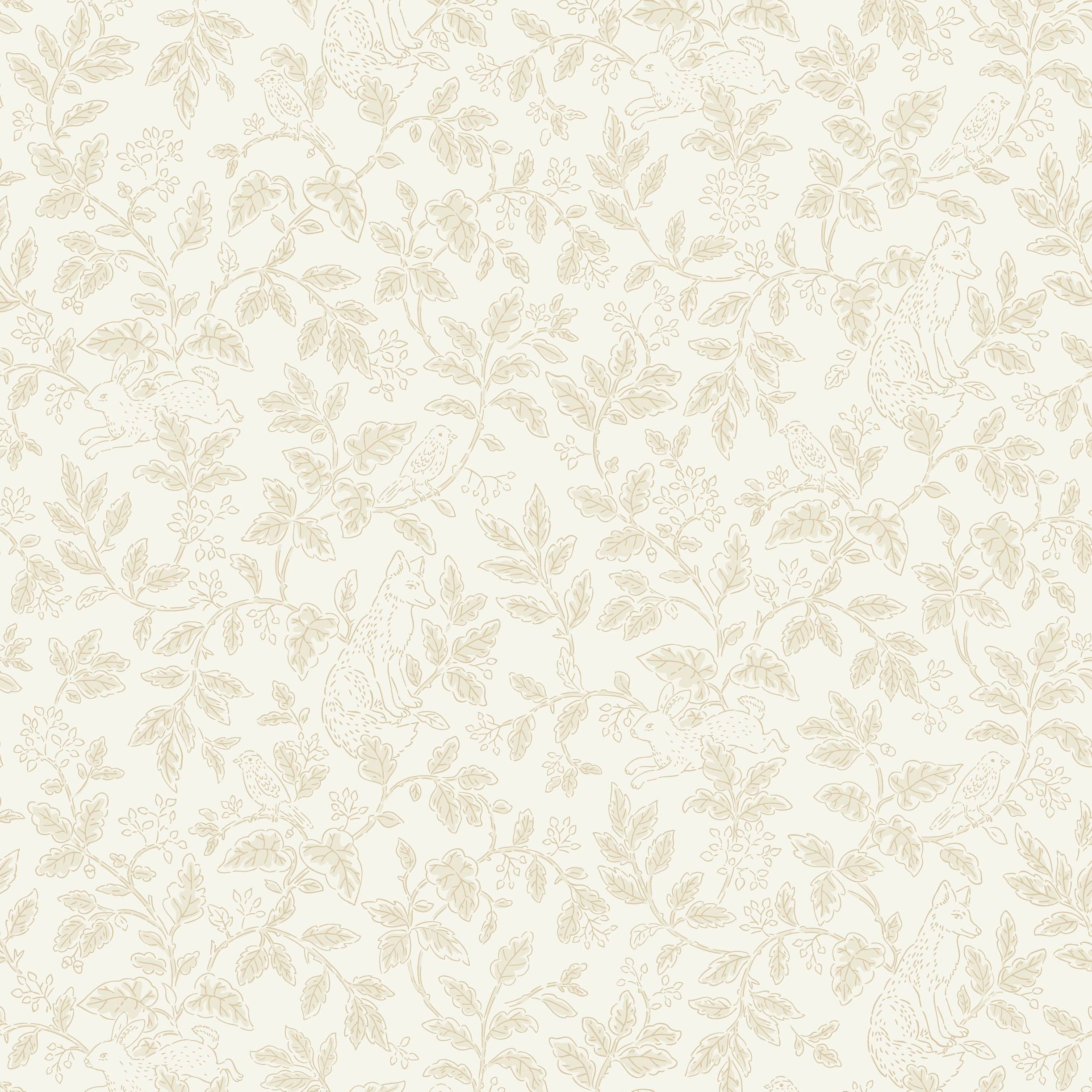 Mini Wood - Beige Floral Wallpaper