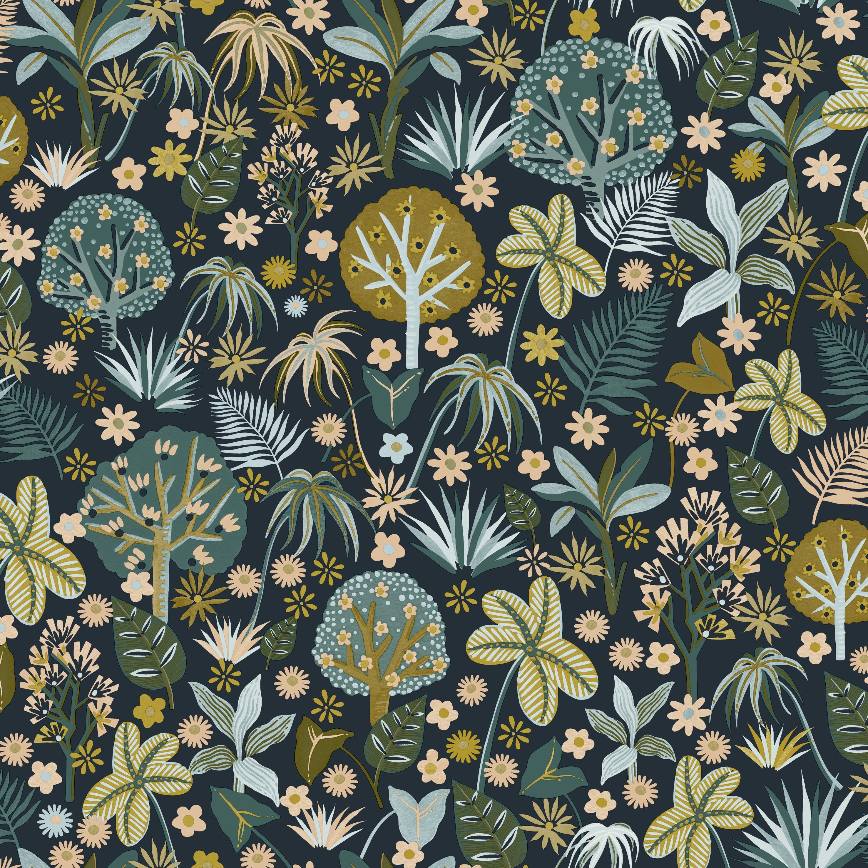 Magic Forest - Black and Blue Wallpaper