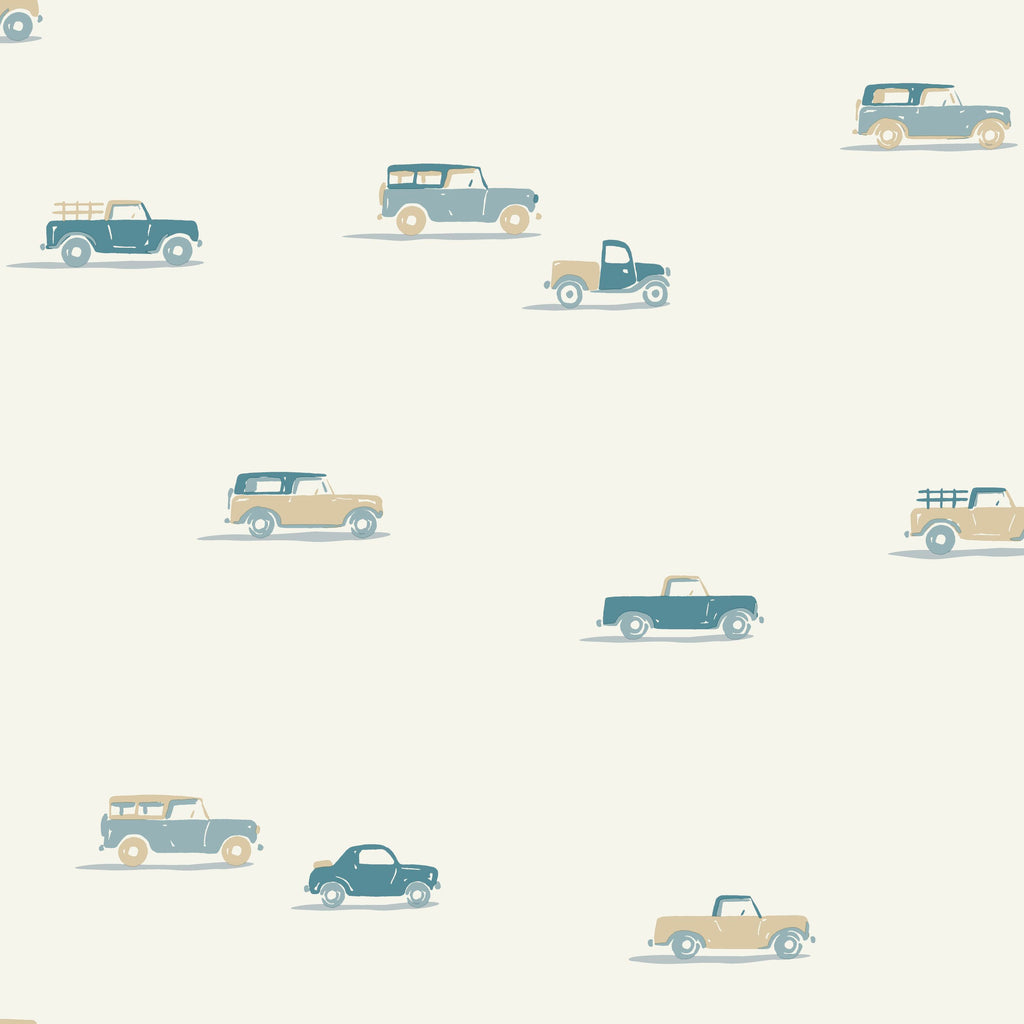 Pick Up - Blue and Beige Wallpaper