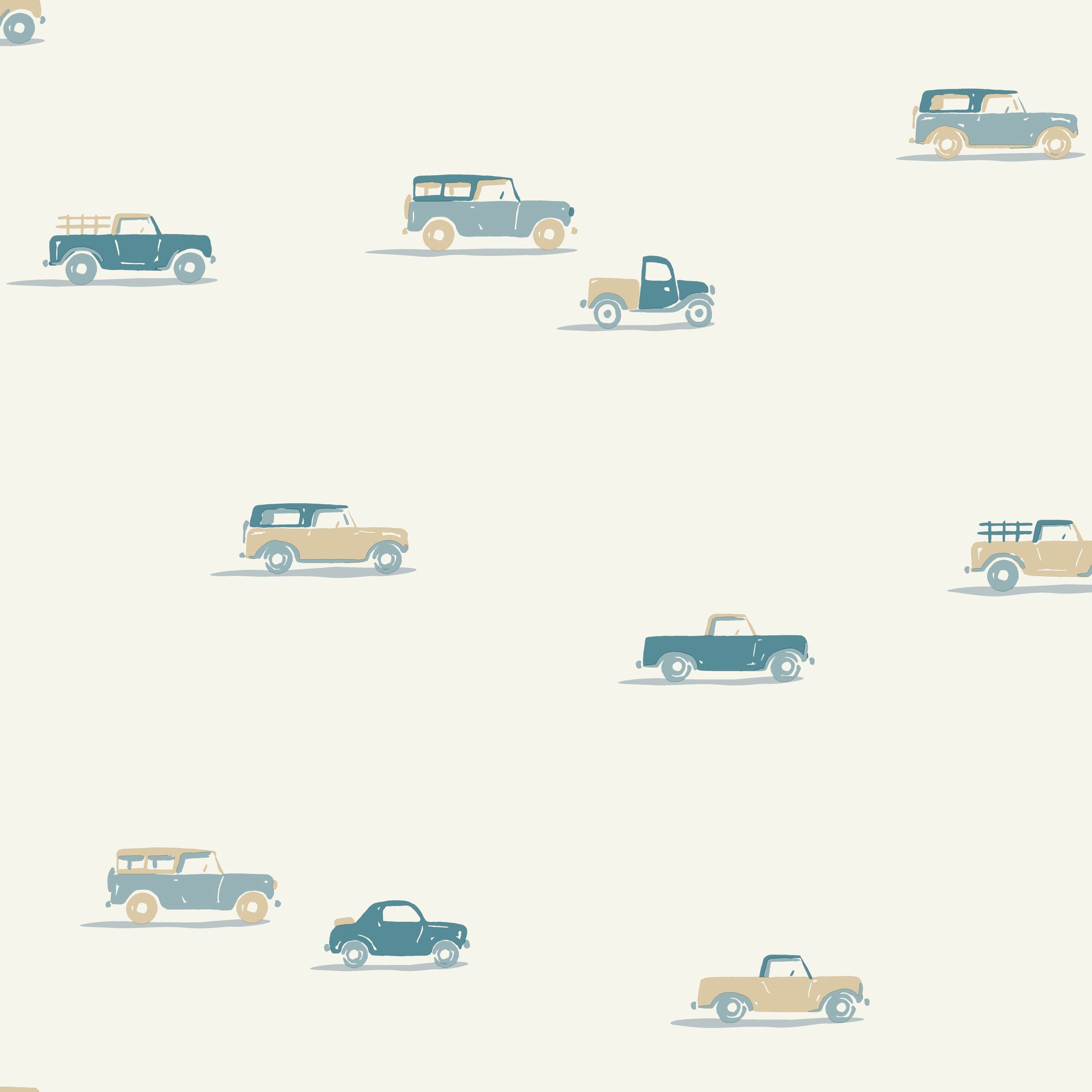 Pick Up - Blue and Beige Wallpaper