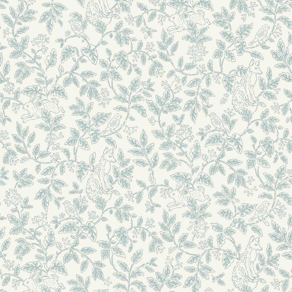Mini Wood - Blue Floral Wallpaper
