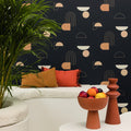 Turn Around Black Beige Gold wallpaper in a styled room