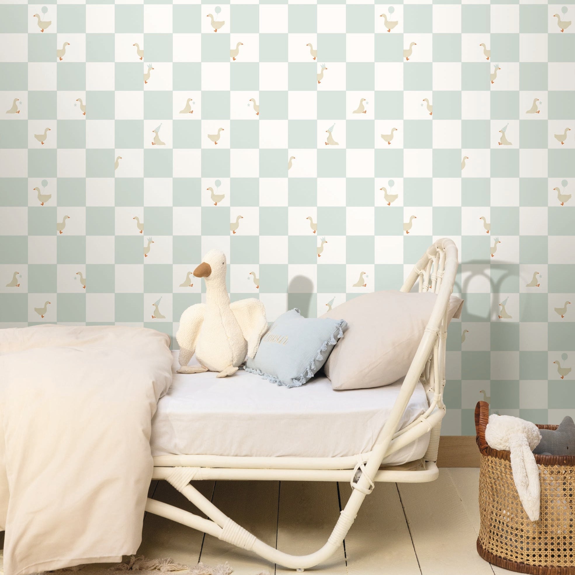 Goose - Blue Checkers Wallpaper