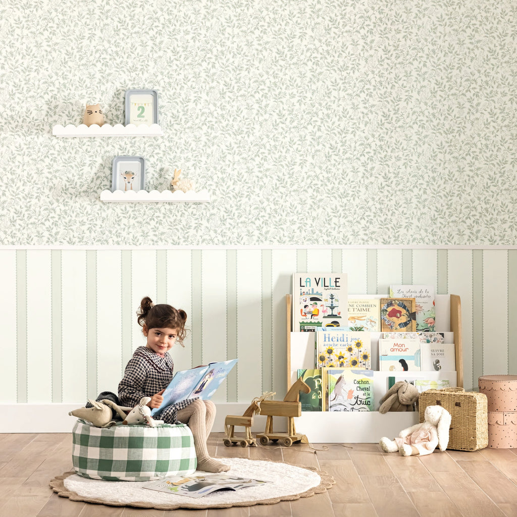 Mini Wood - Green Floral Wallpaper