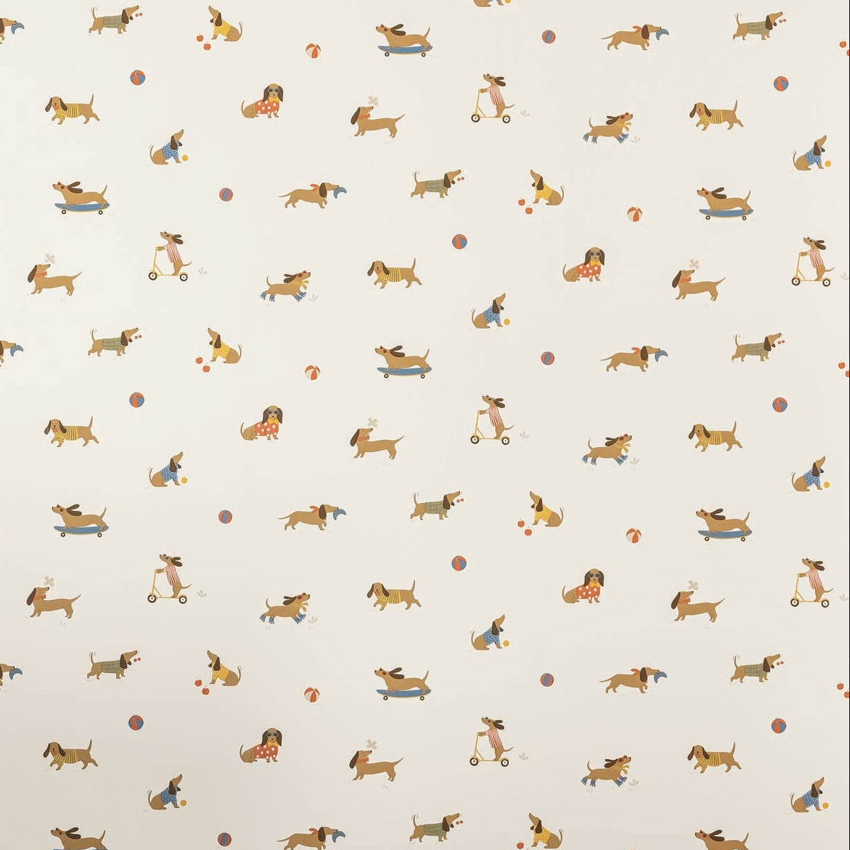 Teckel Animal Theme Red and Blue kids wallpaper