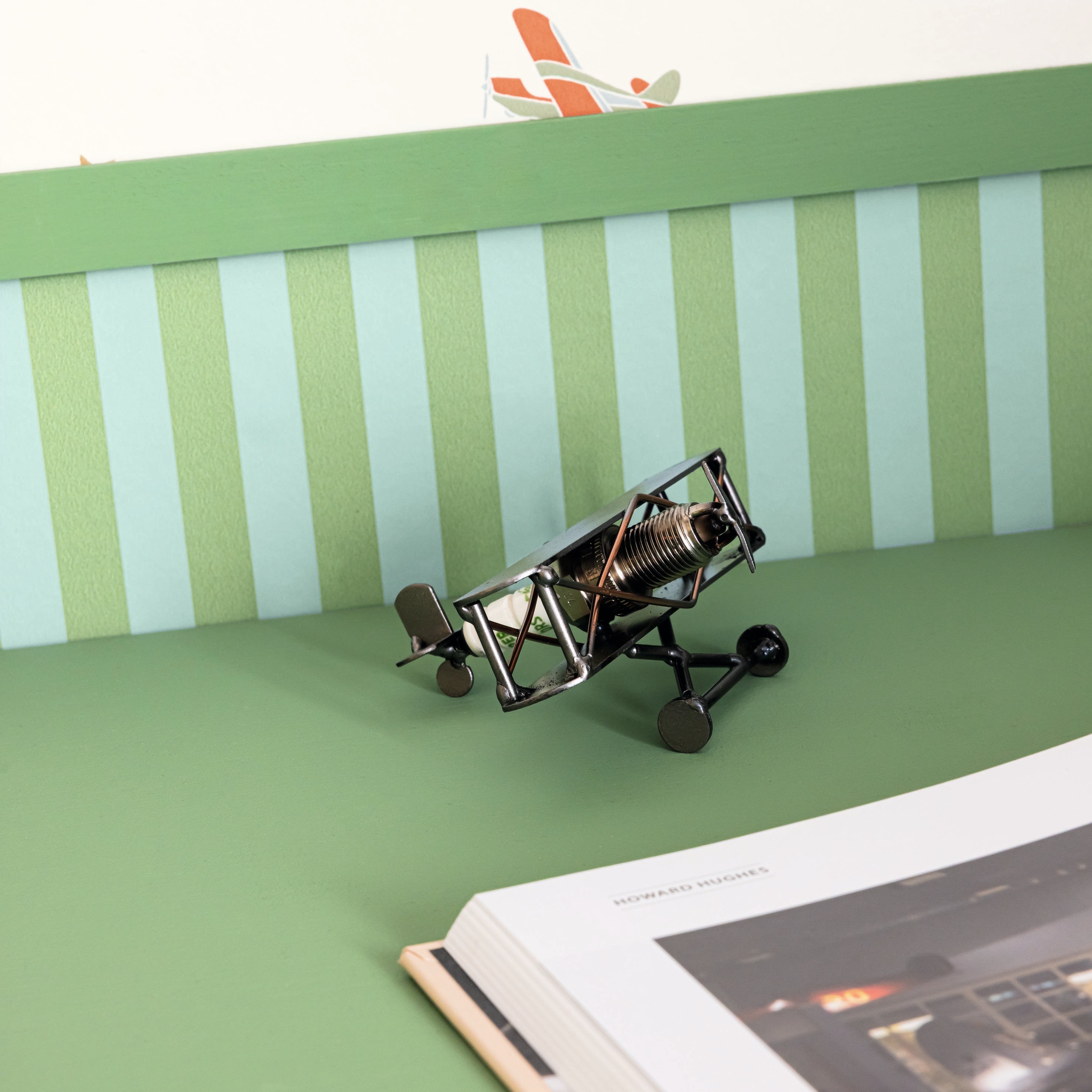 Marshmallow - Green and Blue Stripe Wallpaper