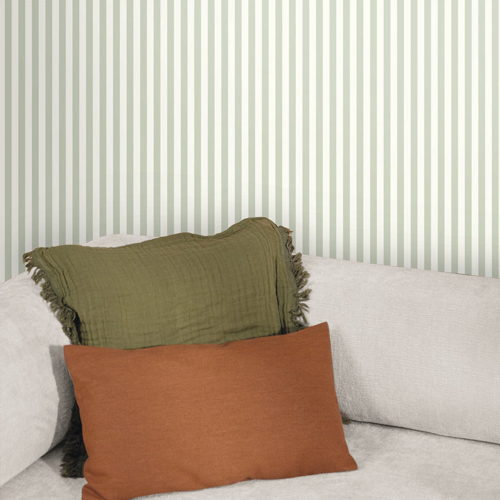Marshmallow - Green Stripe Wallpaper