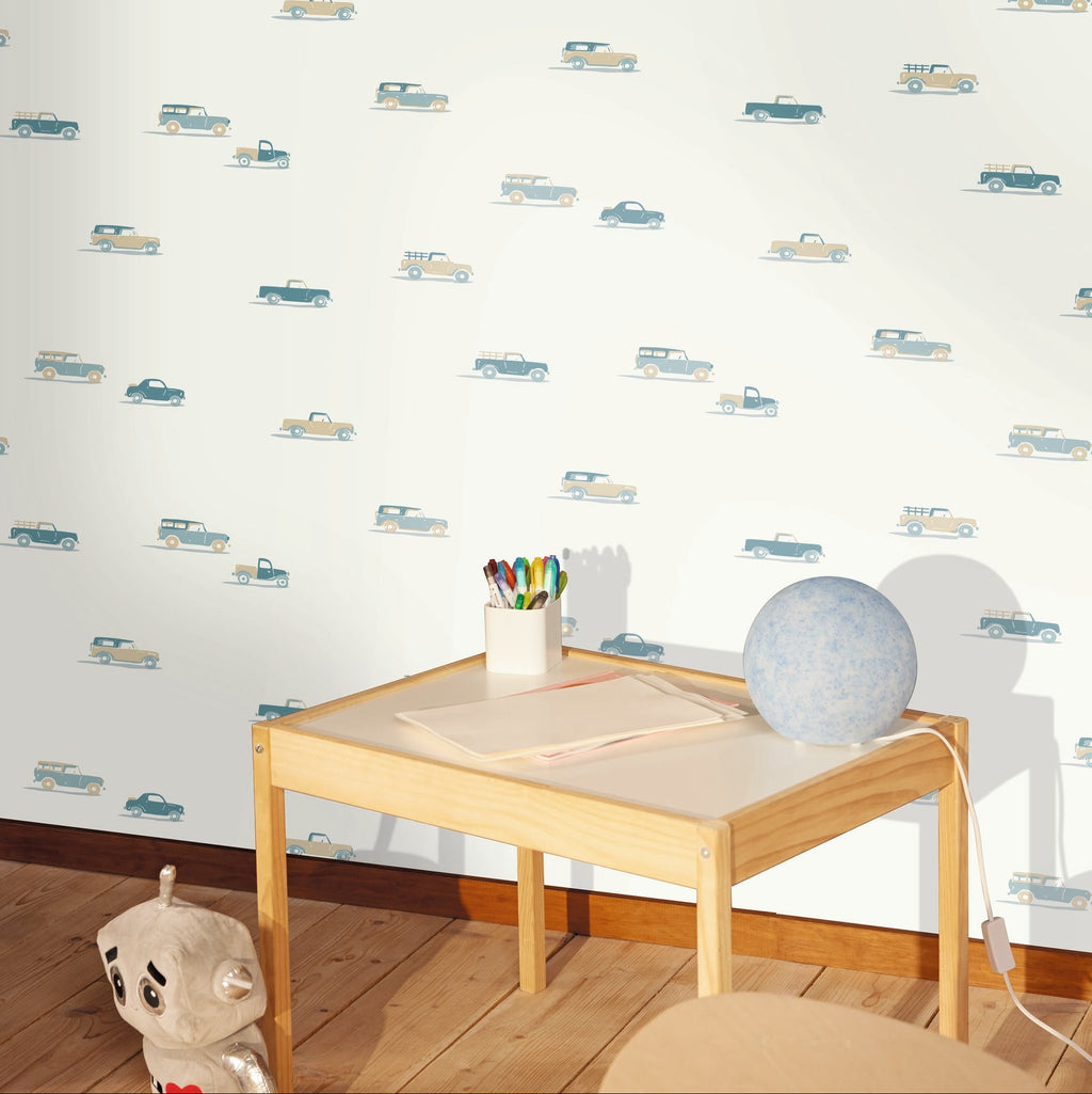 Pick Up - Blue and Beige Wallpaper