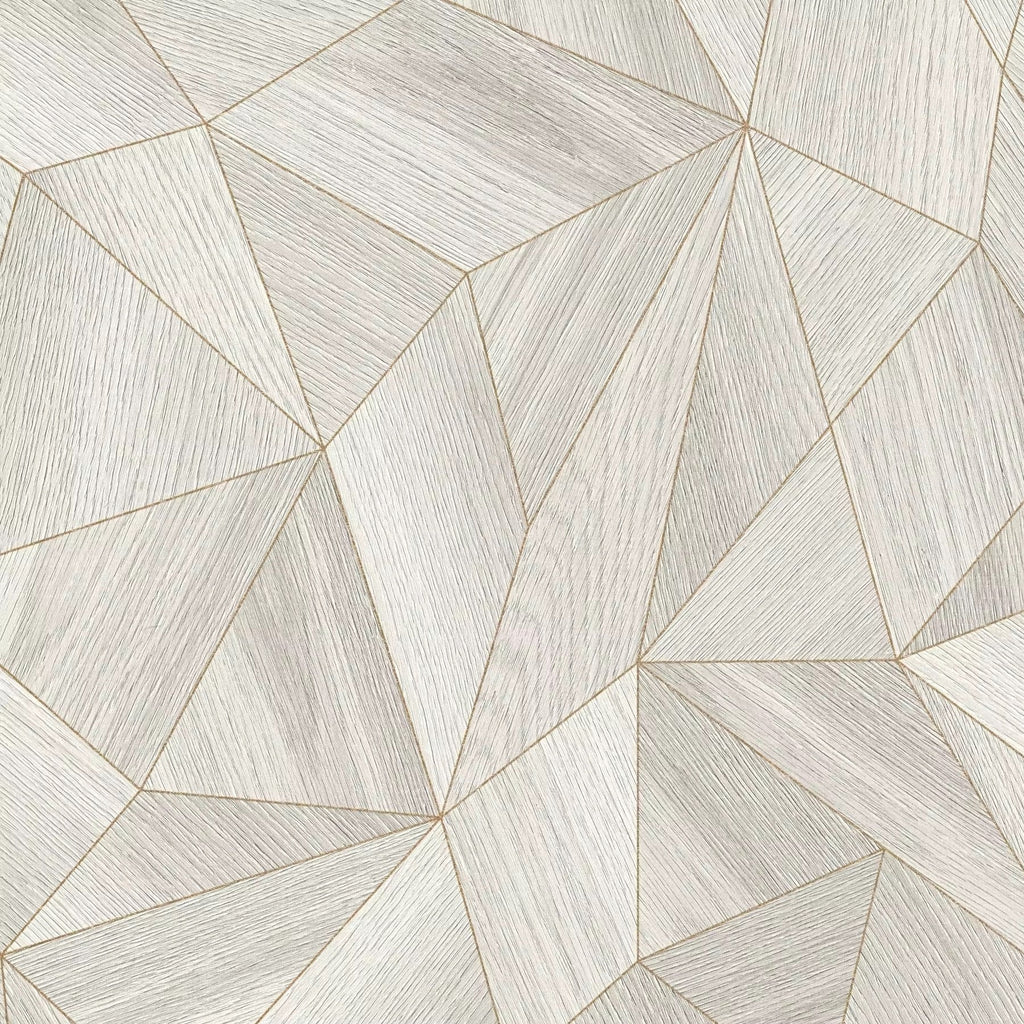 Geometric pattern with interlocking triangles on a light wood texture background wallpaper
