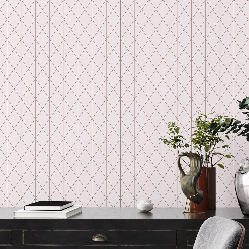Geometric patterned pink wallpaper 