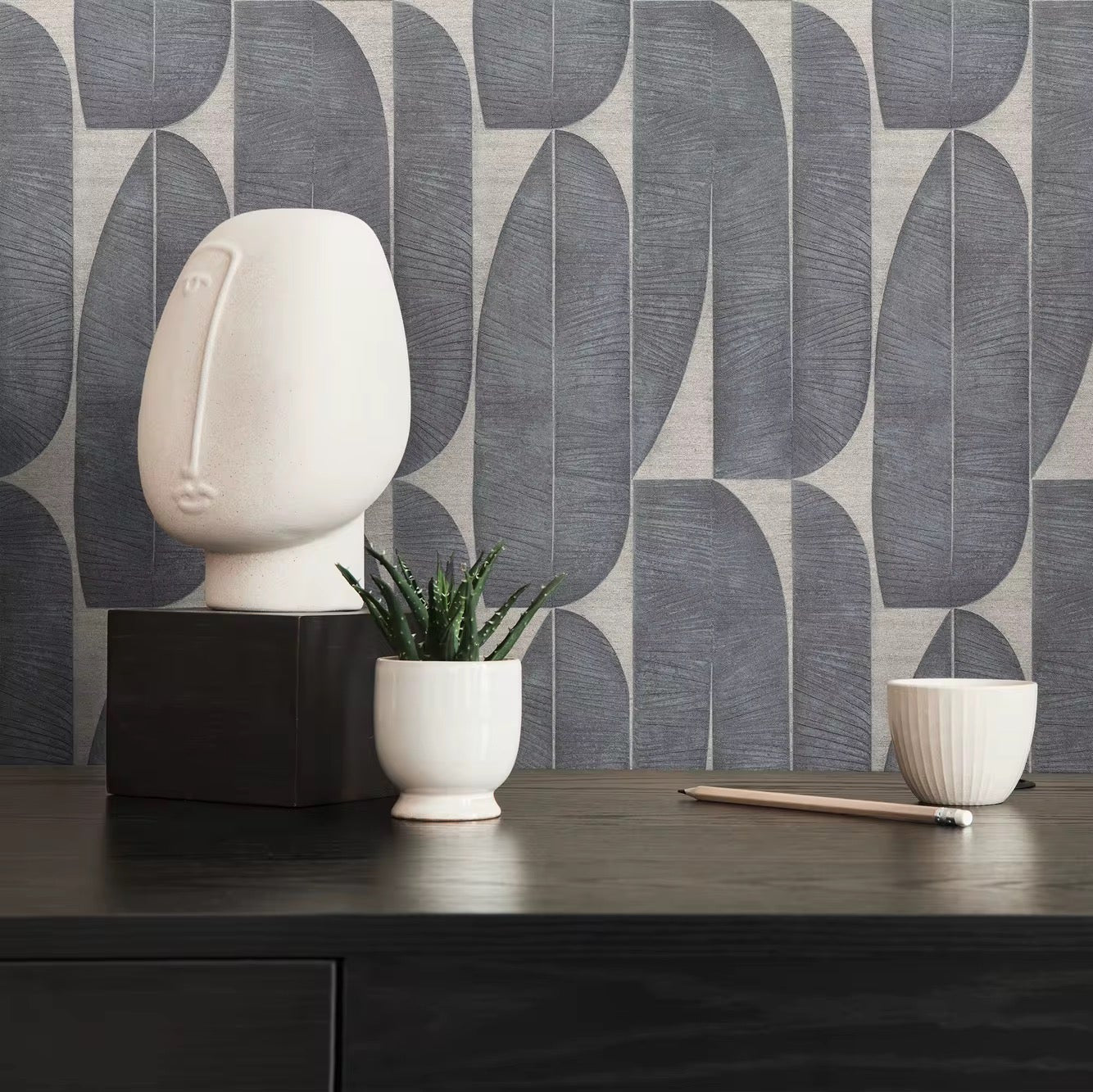 Lano - Beige/Black Geometric Wallpaper