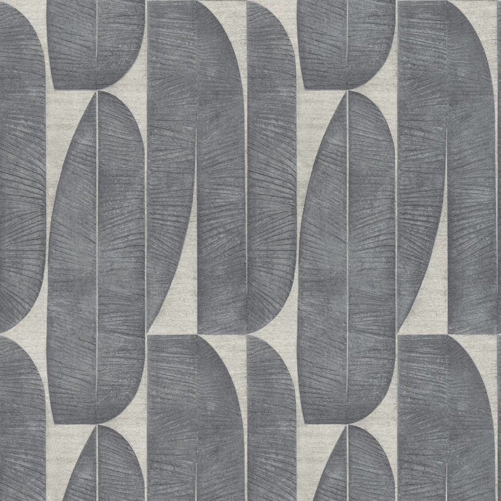 Grey Leaf pattern textured wallpaper