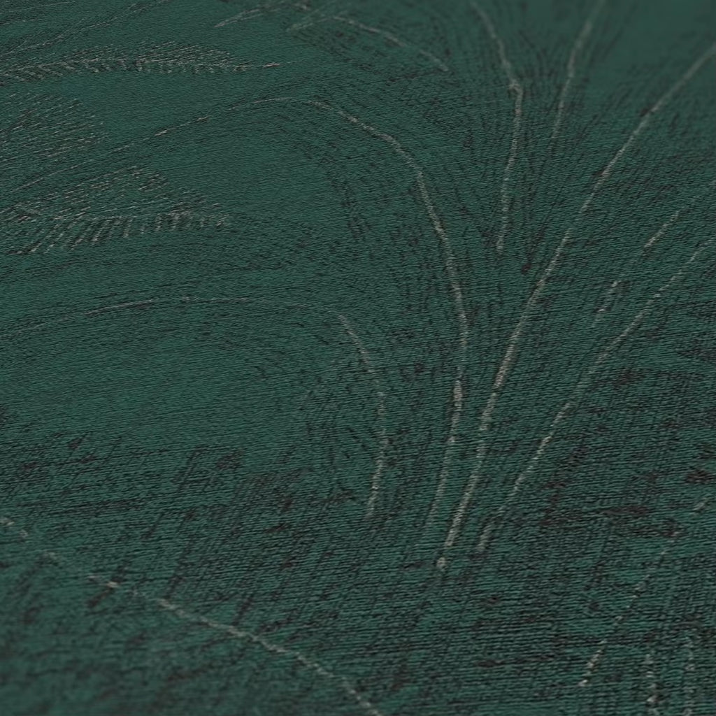 Textured green fabric with leaf pattern Wallpaper