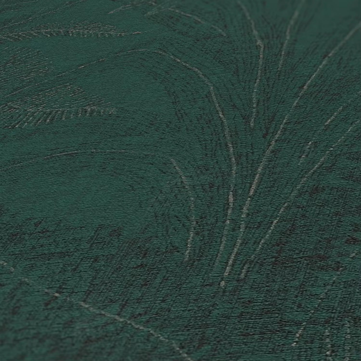 Textured green fabric with leaf pattern Wallpaper