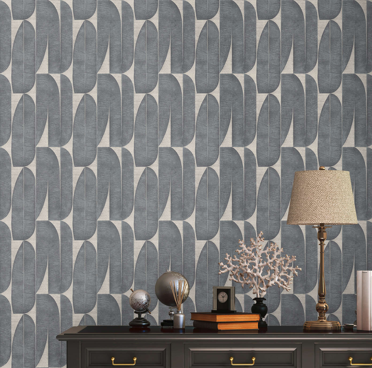Lano - Beige/Black Geometric Wallpaper