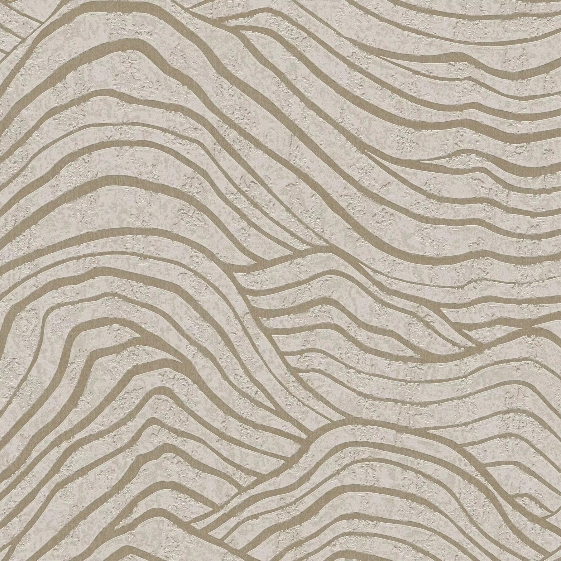 Textured wallpaper with wavy beige lines