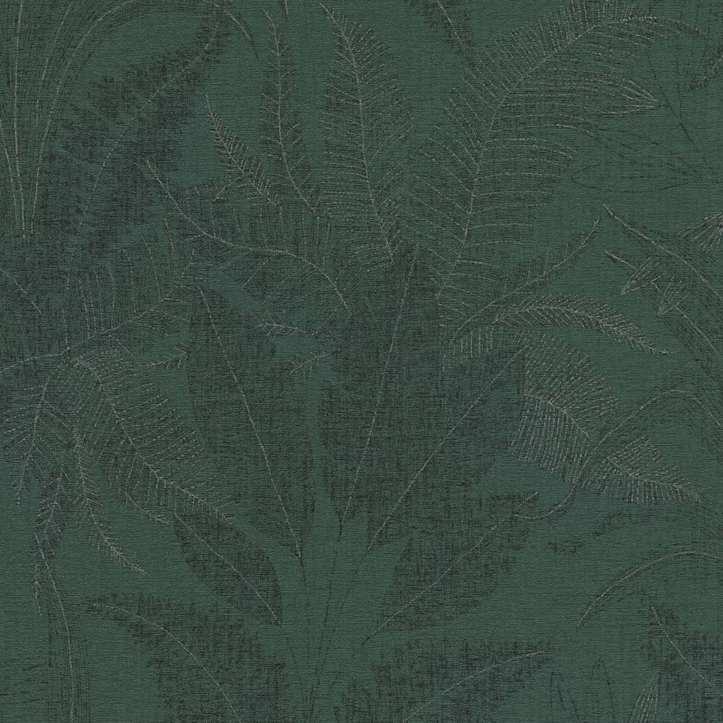 Textured green wallpaper  with leaf pattern