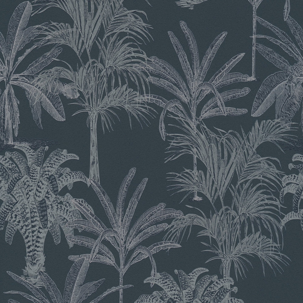 black grey floral wallpaper