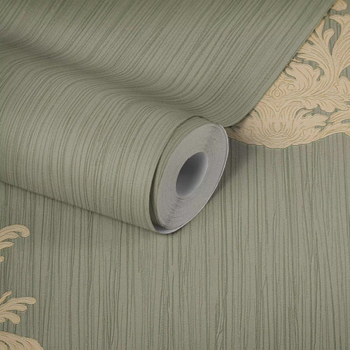 green damask wallpaper